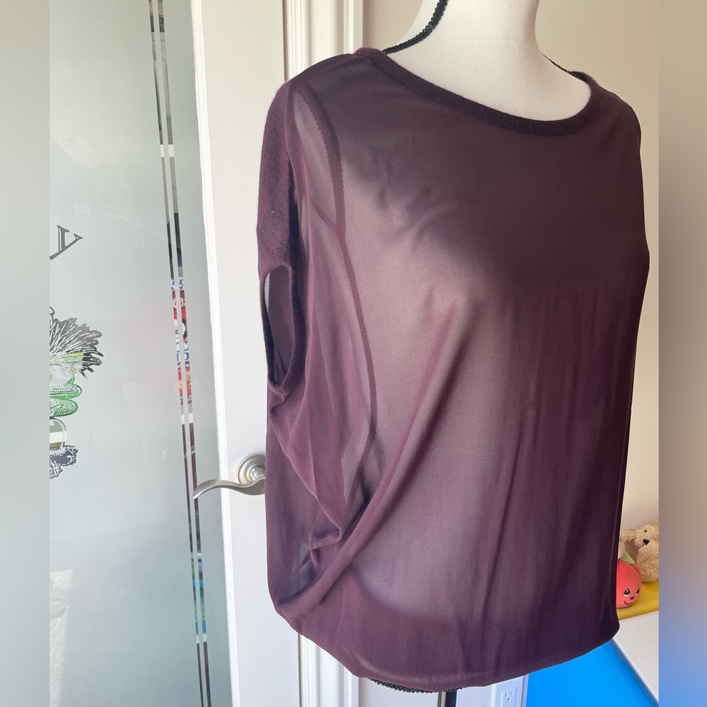 Vince silk with cashmere trim top: size S